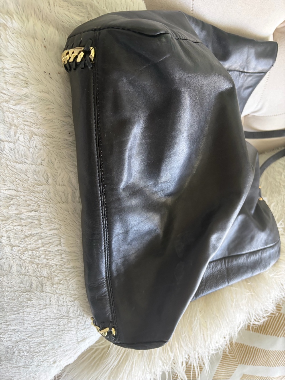 Zara Black Tote with Gold Chain Trim - Picture 3 of 3